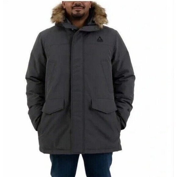 Gerry Men's XXL Black Down Parka Faux Fur Hood Button Zip up JCK0210